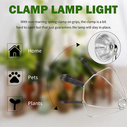 Reptile Lamp Set Lighting 300W Reptile Heating Lamp Stand Pet Light Bulb Holder Lampshade Emitter Lamp With Aluminum Reflector