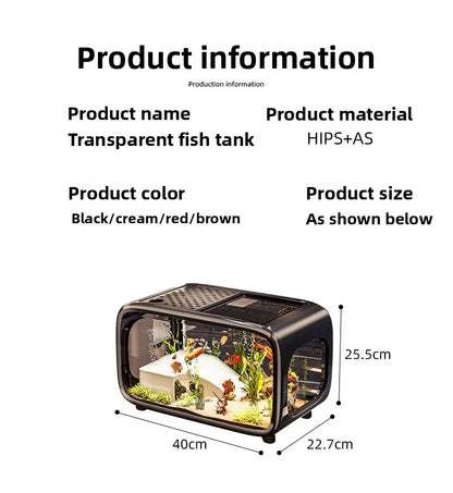 Creative Aquarium Fish Tank Ecological Landscape Set Integrated Filtration Oxygen Generation Machine Transparent Turtle Tank