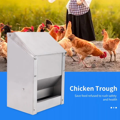 10L Stainless Steel Chicken Feeder Trough Automatic Poultry Chicken Feeding Box Cage Pigeon Feeder Duck Food Bowl