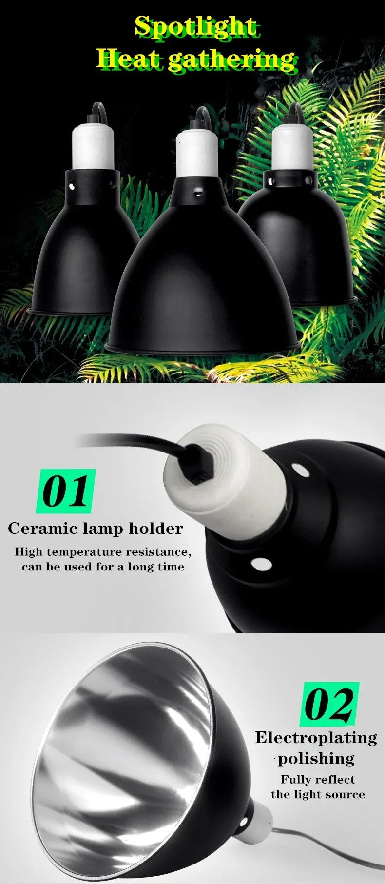 5.5 Inch Reptile Lamp Cap Tortoise Lizard Snake Terrarium Anti-scald Protective Lampshade Lamp Holder Reptile Safety Light Shade