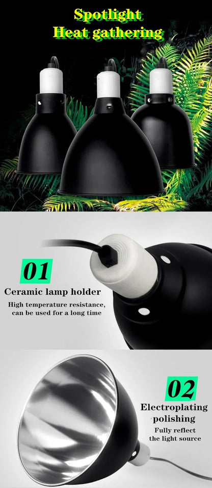 5.5 Inch Reptile Deep Dome Lampshade Snakes Lizards Geckos Terrariums Light Fixture Reptile Lamp Cap Optical Reflection Cover