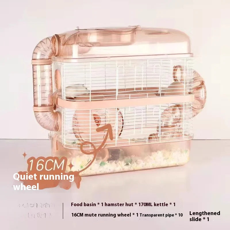 Hamster Cage Luxury Transparent Acrylic Panoramic 3layer Golden Thread Bear Breathable Waterproof Special Cage Accessories