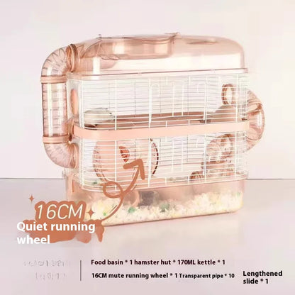 Hamster Cage Luxury Transparent Acrylic Panoramic 3layer Golden Thread Bear Breathable Waterproof Special Cage Accessories