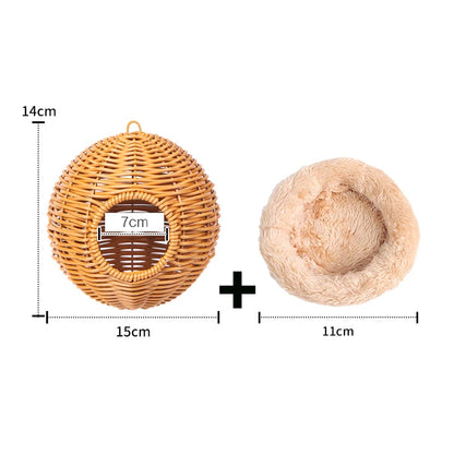 Sugar Glider Pouch Pet Glider Cage Sleep Bag for Small Animals Squirrels Marmosets Rats Hamsters Metal Frame PP Rattan Durable