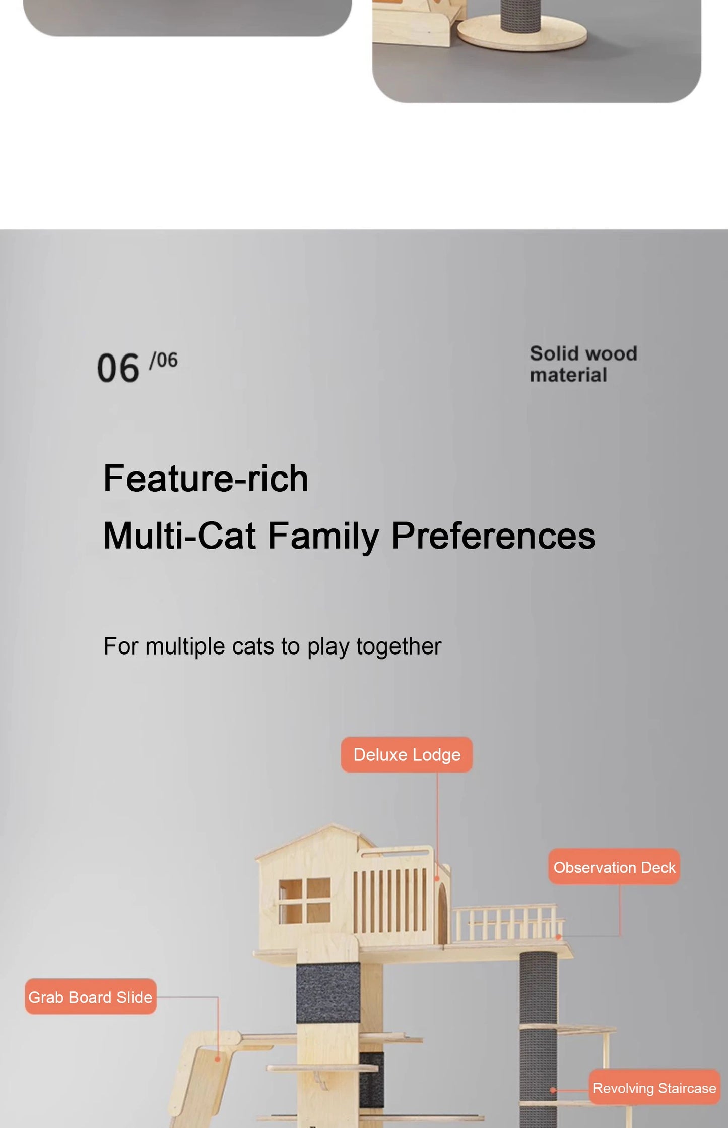 Solid Wood 1 Multi-Level Cat Climbing Frame Large Cat Tower Cat Tree Villa