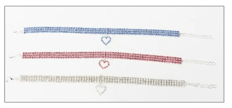 2025 New Cat Dog Collar Three Row Elastic Rhinestone Pet Collars Love Decoration Necklace Puppy Kitten Ornament Pets Supplies