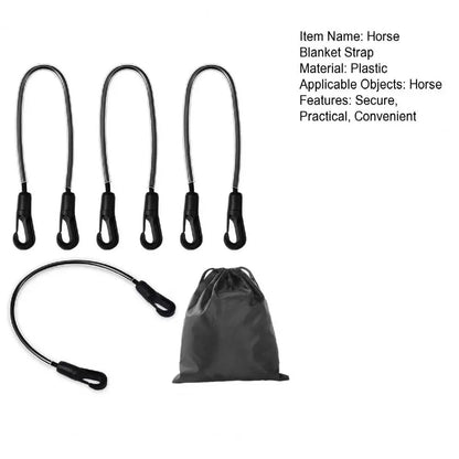 Elastic Horse Blanket Straps with Double Ended Clips Adjustable Length 21" to 28" Stretchy Leg Straps for Horse Blanket