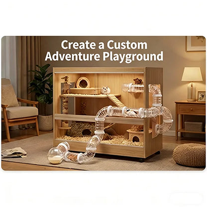 Hamster Tube Set Transparent Curved Tube Pet Cage Tunnel Connection Tunnel Exercise Toy Suitable for Mice Hamsters Rats and Ot