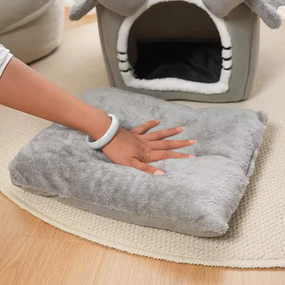 Plush Dog House Soft Pet Bed Warm Dog Cat Nest Removable Four Season Universal Cushion Puppy Cave House Household Pet Supplies