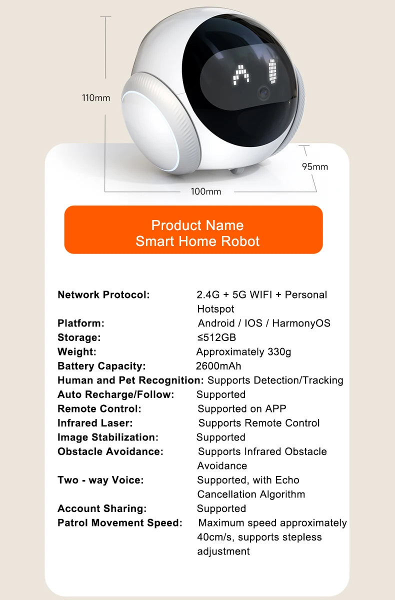 Famue Home Security Robot for Elderly & Kids – Auto Charging Smart Camera with IR Night Vision, Two-Way Audio and Full House