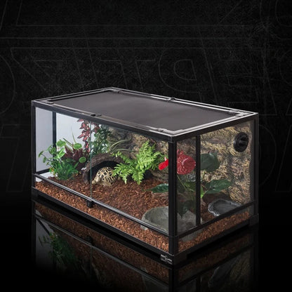 ‌Premium Glass Reptile Terrarium - Chameleon & Lizard Habitat, Ventilated Vivarium with UVB Light, Waterproof Frog Enclosure