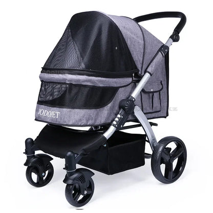 Foldable Large Four-Wheeled Pet Stroller Medium Size for Dogs Samo Golden Retriever Outing Dog Cart Comfortable Go out Stroller