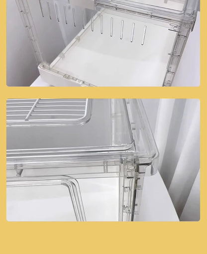 ‌Hamster Cage - Extra Large Acrylic Habitat for Syrian Hamsters, Foldable Transparent Cage with 3 Levels, Spacious Pet Home