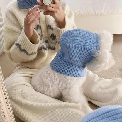 Pet Warmth Cover Head Knitted Hat Dog Small Dog Decoration Teddy Dog Accessories Small Dogs Winter Pet Warm Pullover Hat