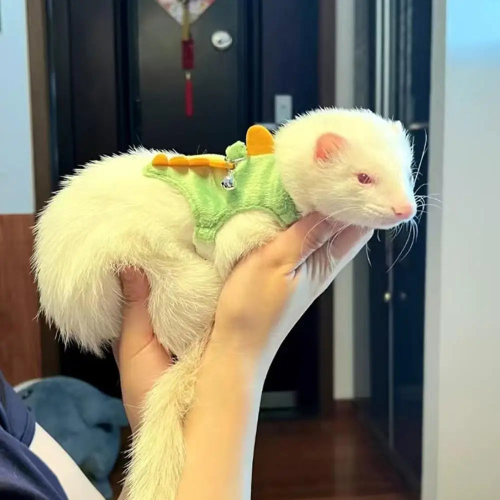 Adjustable Ferret Drawstring Vest  With Bell Pet Outdoor Walking Rope Bunny Harness Harness Vest Dinosaur Design Pet Accessories