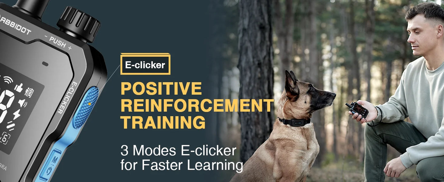 ABBIDOT T70 Dog Training Collar 2 in 1 Strap With E-clicker Electric Shock 4100ft 1250m Waterproof 118 Levels 2025 New Version