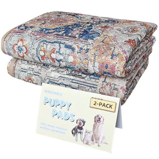 2pc Bohemian Pee Pad for Pet Dogs Cats，46.8x35“ Reusable Puppy Pads Super Absorbent Leakproof Dog Training Pads, winter