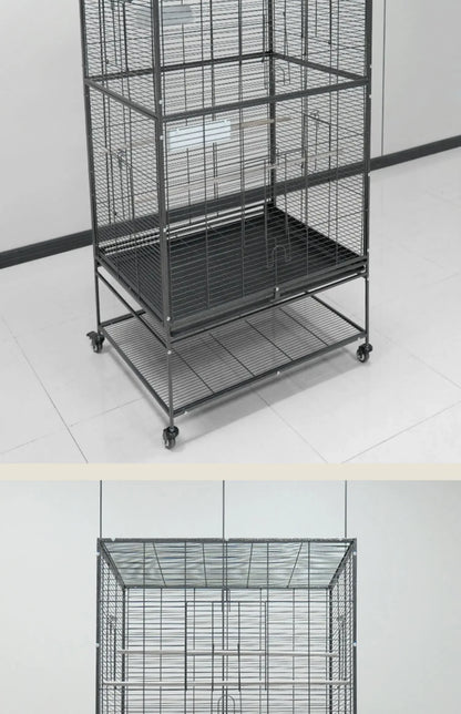 Metal Big Size Large Bird Cages Pet Parrot House Pet Cages Carriers Bird Breeding Foldable Quadrate Bird Cage 80*60*168cm
