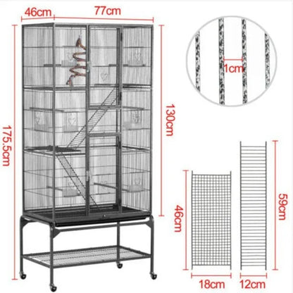 3 Layers Platform Chinchilla Sugar Glider Cockatiel Steel Cage Parrot Bird Cage Large Breeding Aviary Outdoor