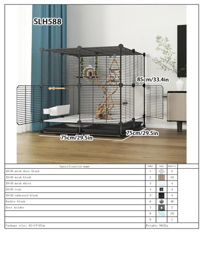 Large Bird Cage with Toilet Breeding Cage Suitable for Mynas, Budgerigars, Cockatiels, Finches, Thrushes, Multi-Layer Iron Bird Nest
