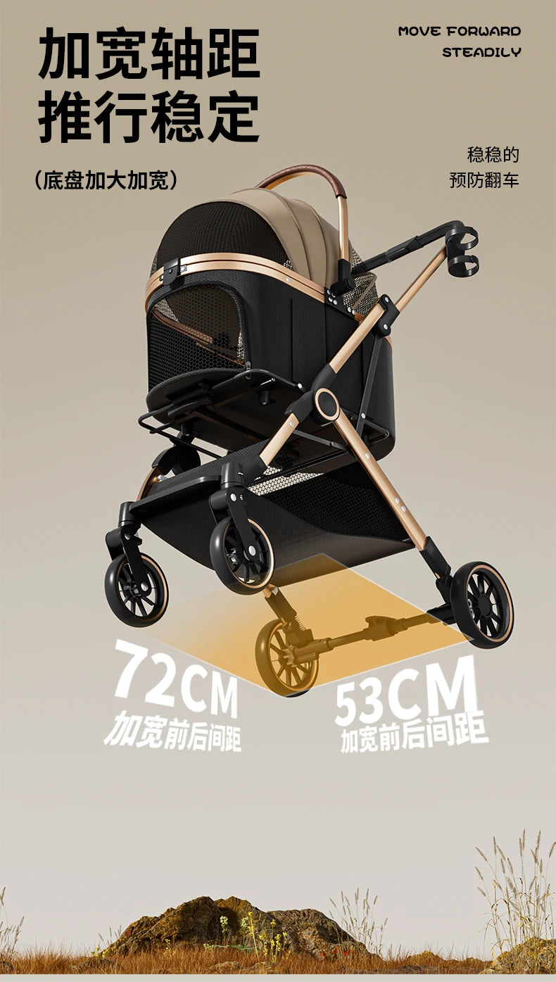 Pet 2-in-1 Portable Foldable Pet Strollers with Detachable Bag for Dogs Cats and Small Outdoor Pet Carts Basket Can Be Separated