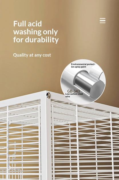 Large Parrot Cockatiel Bird Cage Nests Breeding Villa High Visibility Panels Horizontal Bar Anti Spill Tray Easy Clean Parrot