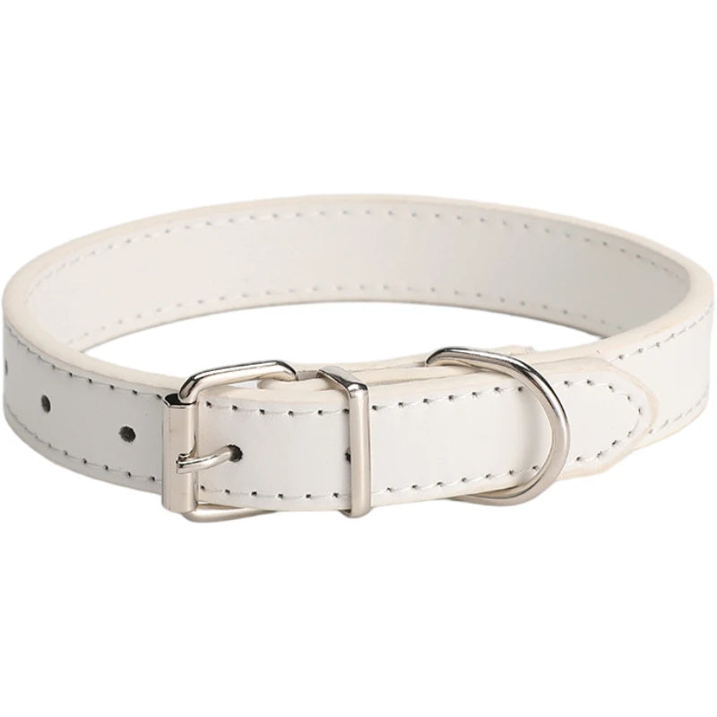 Leather Dog Cat Collar Soft Solid PU Collar For Small Medium Big Dogs Adjustable Puppy Neck Strap Colorful Cute Kitten Necklace
