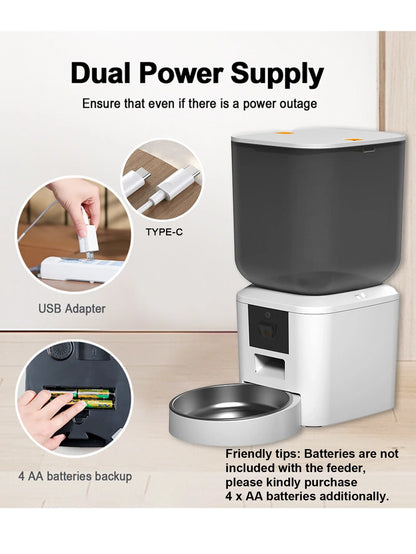 Automatic Dog Feeders with Camera 1080P HD 5G WiFi Pet Feeder Tuya APP Control Automatic Cat Dog Food Dispenser Furpipi