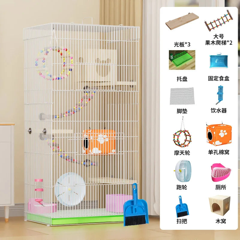 ‌3-Tier Extra Large Small Pet Cage - Sugar Glider Ferret-Proof Habitat, Multi-Level Rat Mansion Villa, Chew-Proof Removable Tray