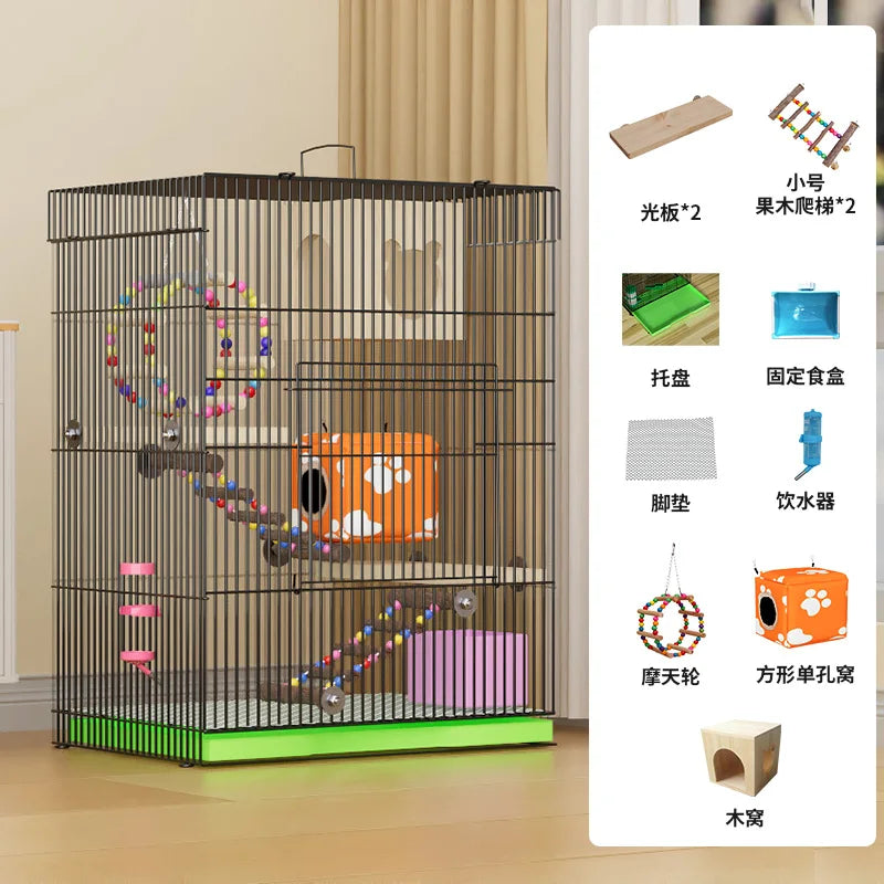 ‌3-Tier Extra Large Small Pet Cage - Sugar Glider Ferret-Proof Habitat, Multi-Level Rat Mansion Villa, Chew-Proof Removable Tray