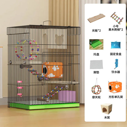 ‌3-Tier Extra Large Small Pet Cage - Sugar Glider Ferret-Proof Habitat, Multi-Level Rat Mansion Villa, Chew-Proof Removable Tray