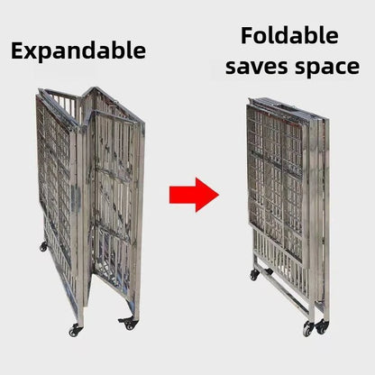 Large Dog Cage Outdoor Stainless Steel Folding Fence with Strong Load-bearing Capacity Bottom Extraction Tray for Dog Supplies