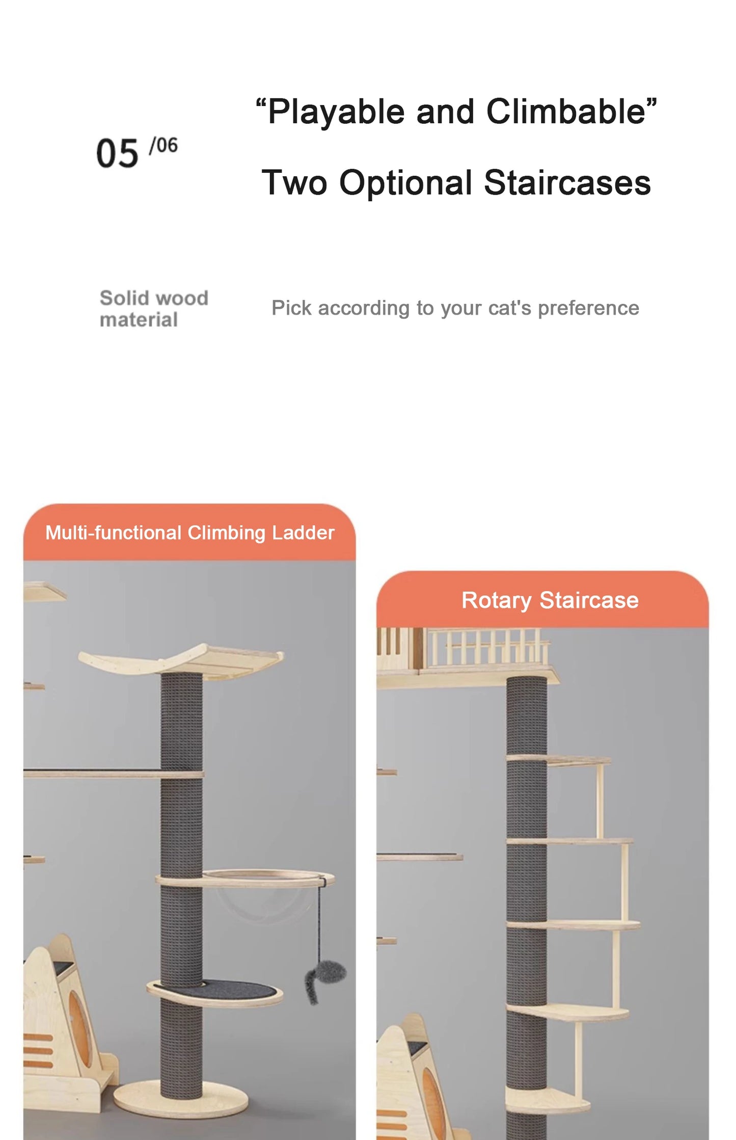 Solid Wood 1 Multi-Level Cat Climbing Frame Large Cat Tower Cat Tree Villa