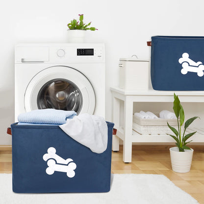 Cute Paw Dog Toy Storage Basket Foldable Dog Canvas Bag Pet Toys Clothes Storage Box Dog Cat Accessories Pet Supplies