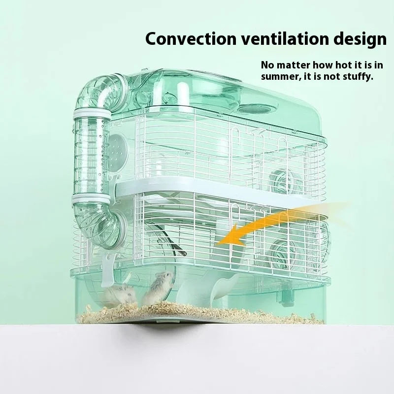 Hamster Cage Luxury Transparent Acrylic Panoramic 3layer Golden Thread Bear Breathable Waterproof Special Cage Accessories