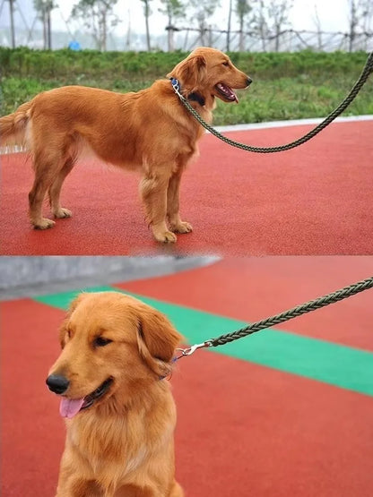 Heavy-Duty 8-Strand Nylon Braided Dog Leash Durable Handmade Pet Rope For Medium Large Dogs Walking Training Control Anti-Tear