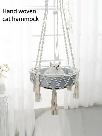 Pet Cat Hammock Swing Bed Bohemian Handwoven Tapestry Cotton Macrame For Home Bedroom Decoration Wall Hanging Without Mat