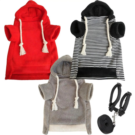 Ferret Clothes Warm Soft Hamster Outfits with Harness Small Animal Ferret Sweater for Bunny Squirrels Chinchilla Chihuahua Pet