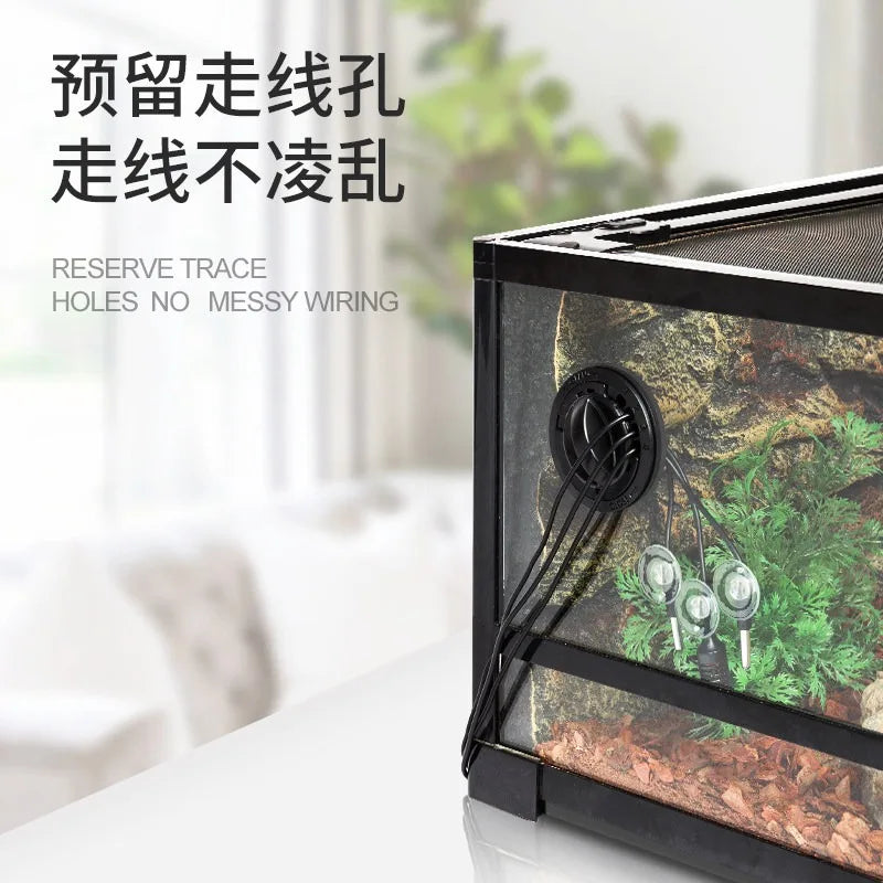 Glass Insulated Reptile Tank for Turtle Tortoise Lizard and Chameleon,Crawling Pet Breeding Box with Heat Retention Structure