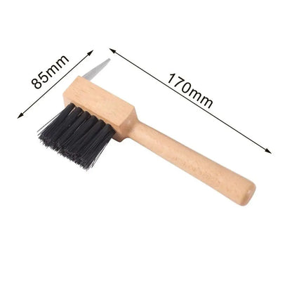 Wooden Handle Horses Hoof Pick Grooming Brush Farming Tools Hoof Cleaning Brush Trimming Stainless Steel Horses Grooming Pick
