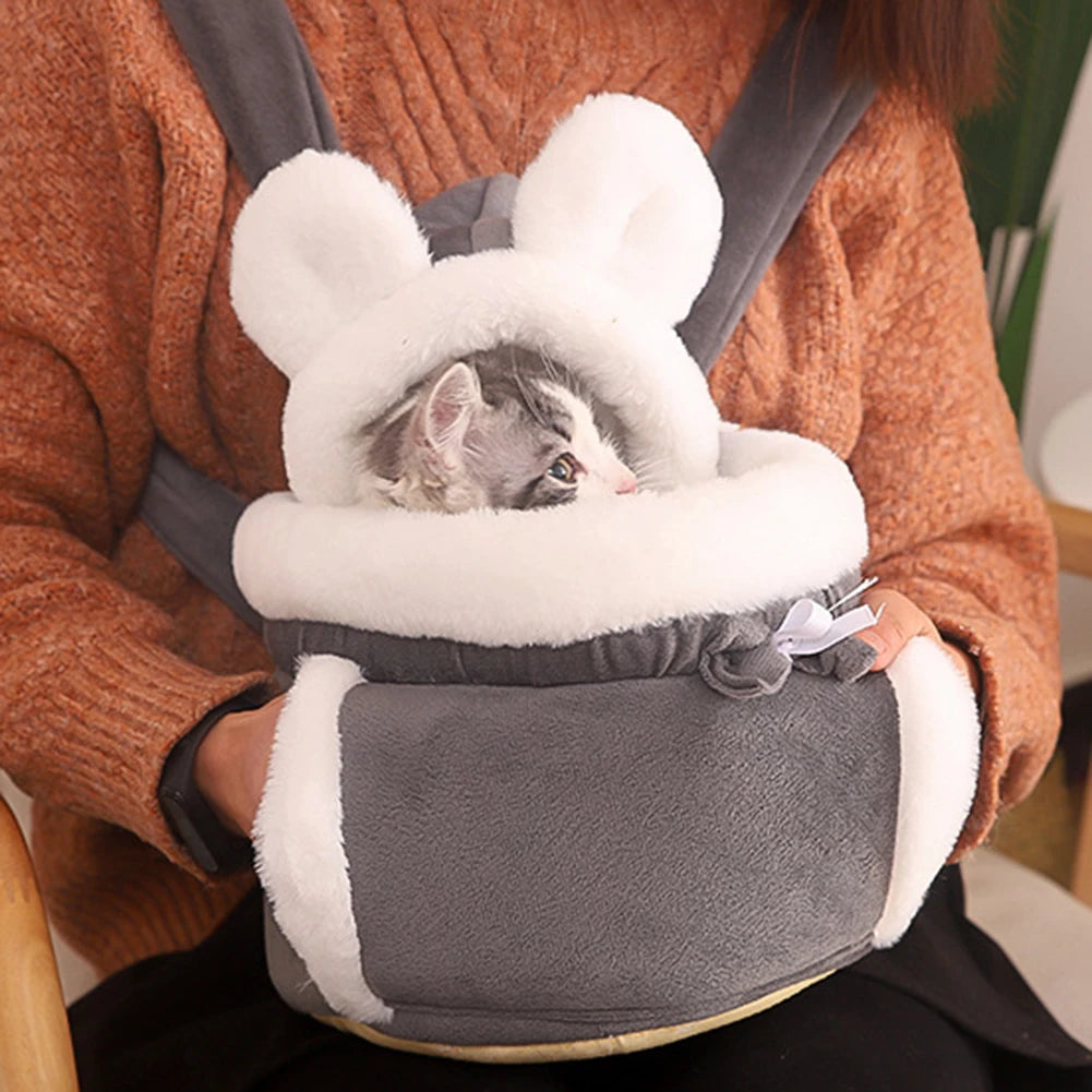 Winter Warm Cat Backpack Soft Cozy Cute Plush Pets Cage All In 1 Style Cat Bag Carrier Bag For Outdoor Travel Pet Accessories