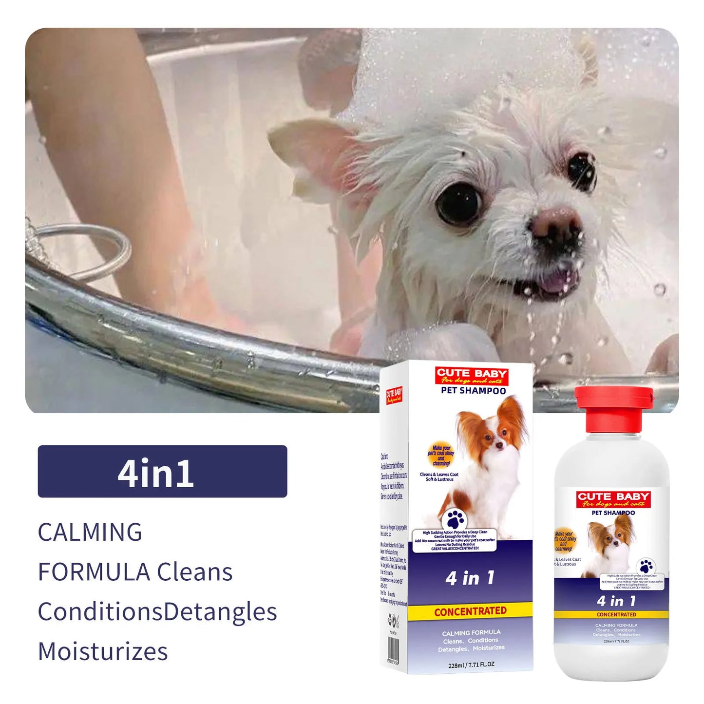 1pcs Premium Whitening Pet Grooming Shampoo - Cat Dog Universal Bath Shampoo With Lasting Fragrance And Clean Formula