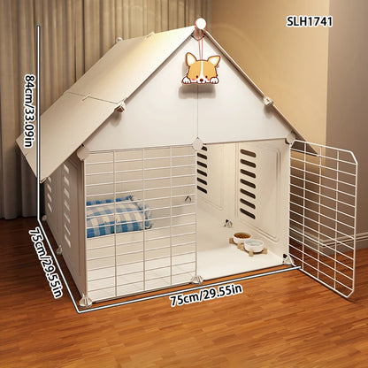 Dog cage Home large space small dog dog Blue cat English short cat villa Pomeranian teddy Corgi dog house iron cage