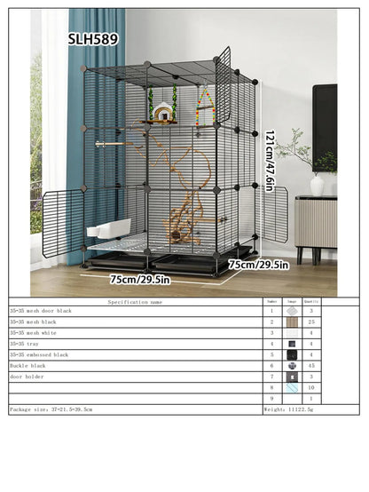 Large Bird Cage with Toilet Breeding Cage Suitable for Mynas, Budgerigars, Cockatiels, Finches, Thrushes, Multi-Layer Iron Bird Nest