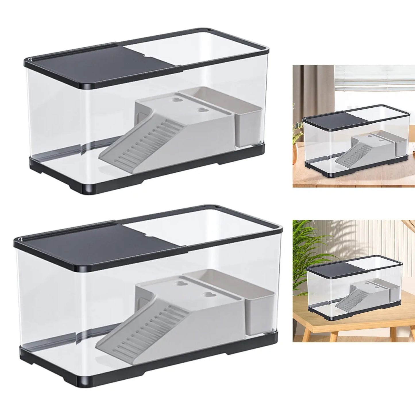 Turtle Tank Multifunction with Cover Sturdy Reptile Habitat with Basking for Frog Tortoises Leopard Amphibians Terrapin
