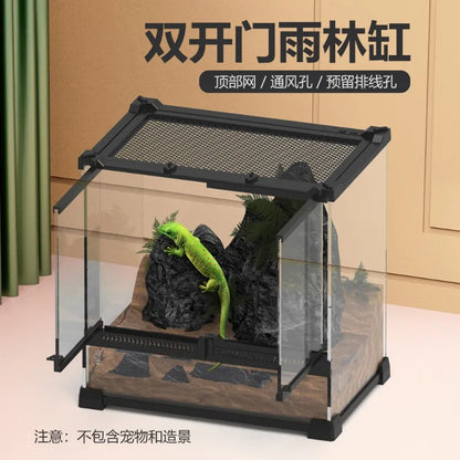 Front Door Rainforest Reptile Terrarium Climbing Breeding Box for Tree Frog Eyeliner Lizard Arboreal Ecological Landscape