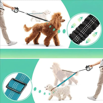 Pet Dog Double Leashes Dog Leash Rope Elastic Extended Pet Leash Belt Outdoor Training for Two Double Small Medium Dogs Lead