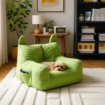 Cat Sofa Bed with Cartoon Design, Detachable Washable Pet Bed for Indoor Cats, Support Up To 2.72KG, Cozy Pet Furniture Gifts