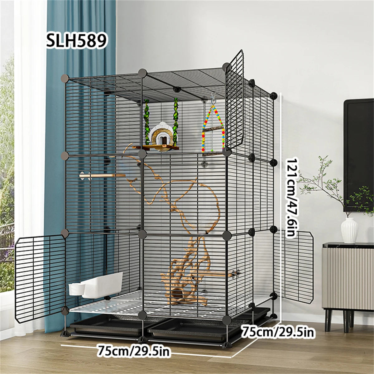 Large Bird Cage with Toilet Breeding Cage Suitable for Mynas, Budgerigars, Cockatiels, Finches, Thrushes, Multi-Layer Iron Bird Nest