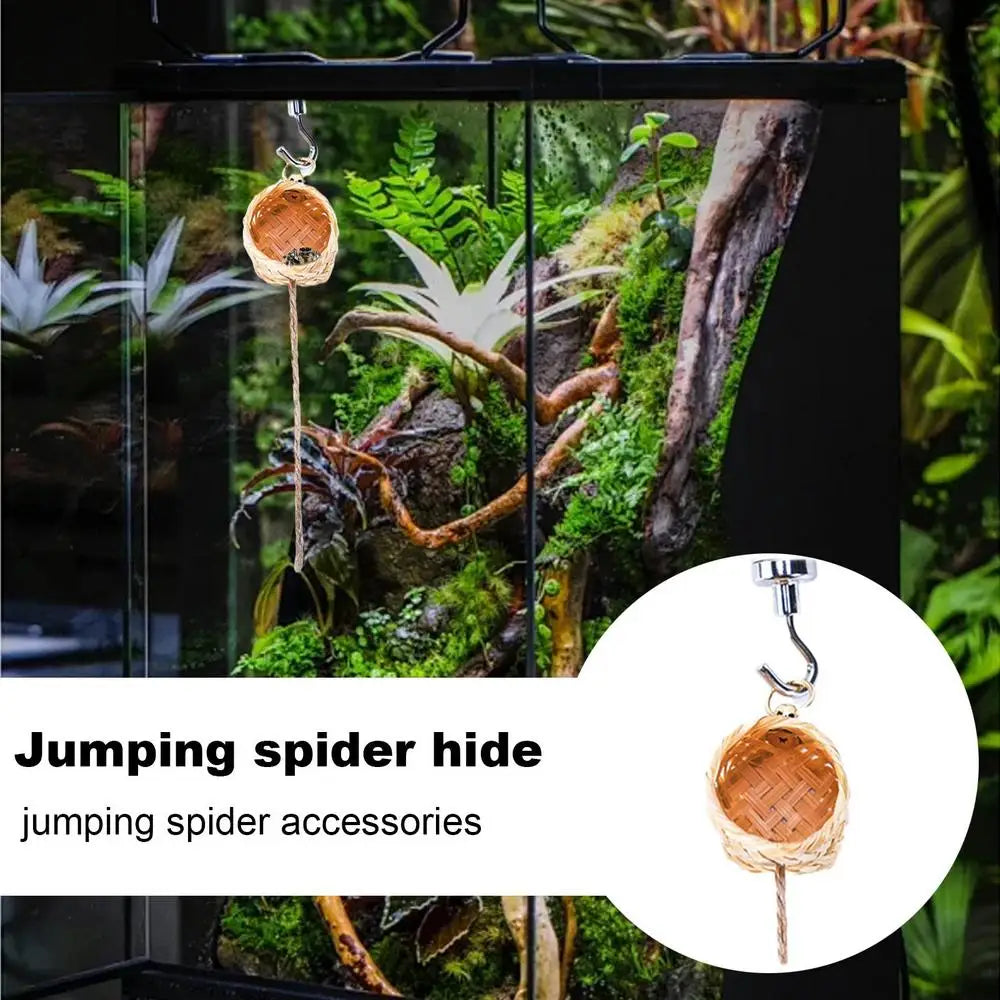 Magnetic Jumping Spider Hideawa y Pet Spider Habitat with Climbing Rope Decorative Small Pet House Shelter Space for Home Garden